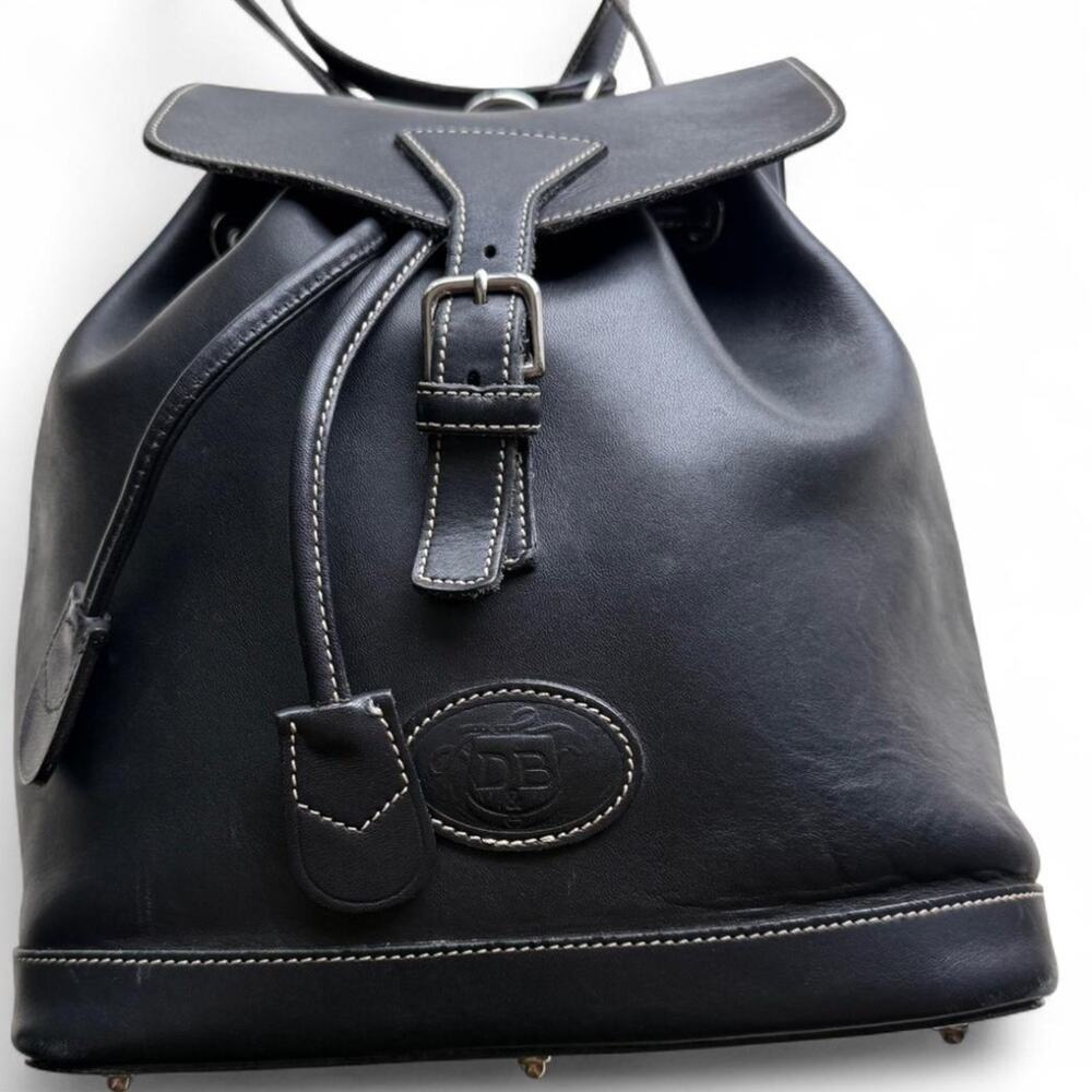 Vintage Black Leather Dooney & Bourke Backpack - Picture 1 of 11
